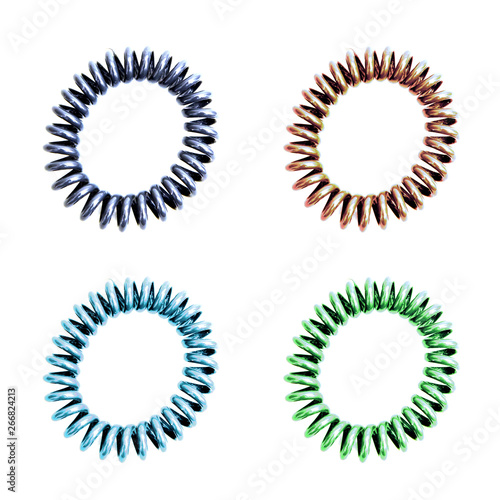 Colourful plastic hair elastics set of four