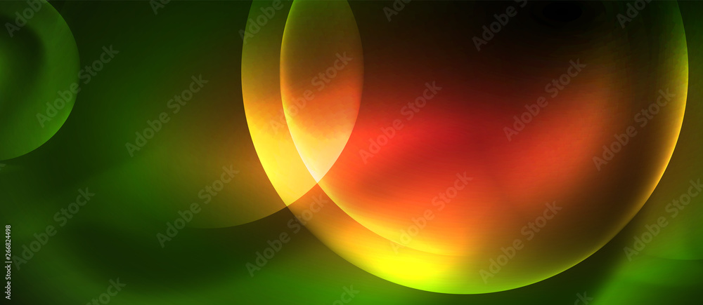 Obraz premium Neon glowing circles vector abstract background