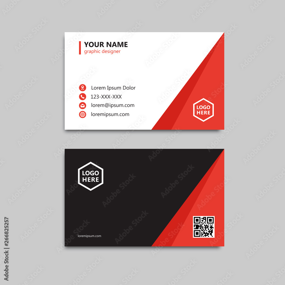 modern black red business card template design