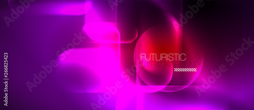 Neon glowing techno lines, blue hi-tech futuristic abstract background template