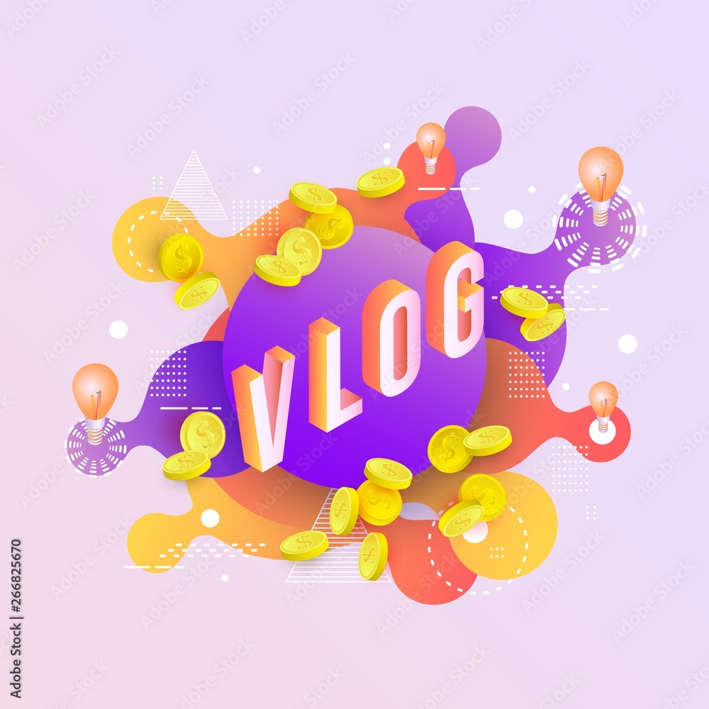 Obraz premium Background with neon colored liquid drops and splashes vlog cover vector isolated.