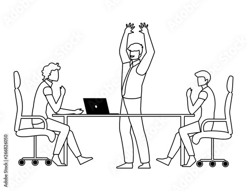 group of businessmen in the office scene