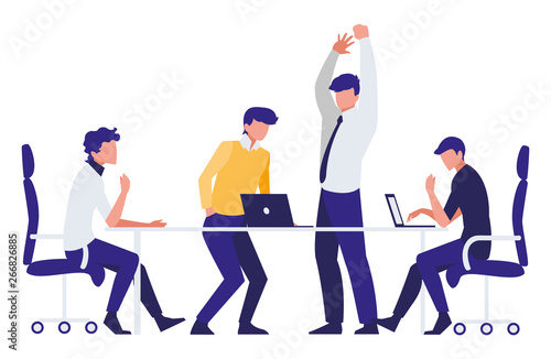group of businessmen in the office scene