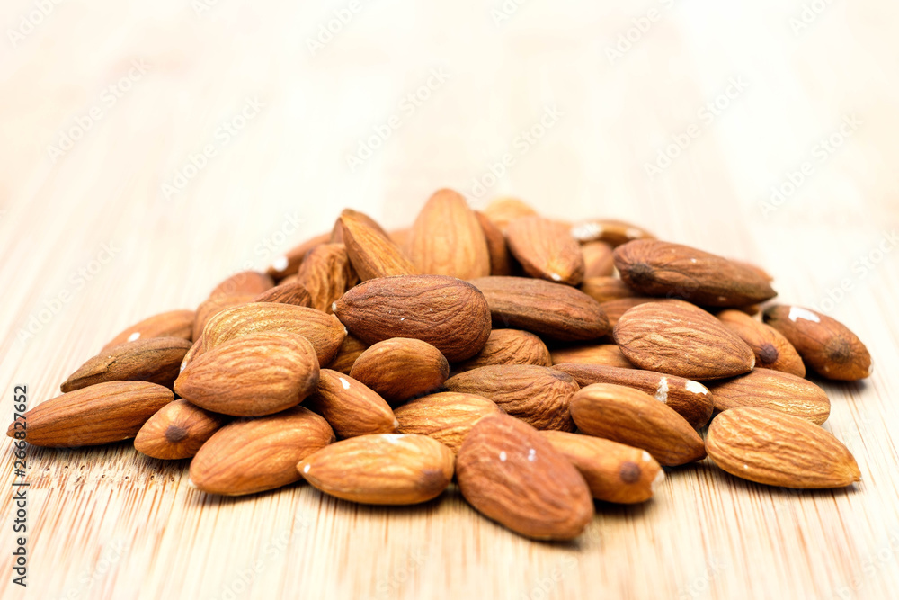 Almonds on wood Almonds on wood
