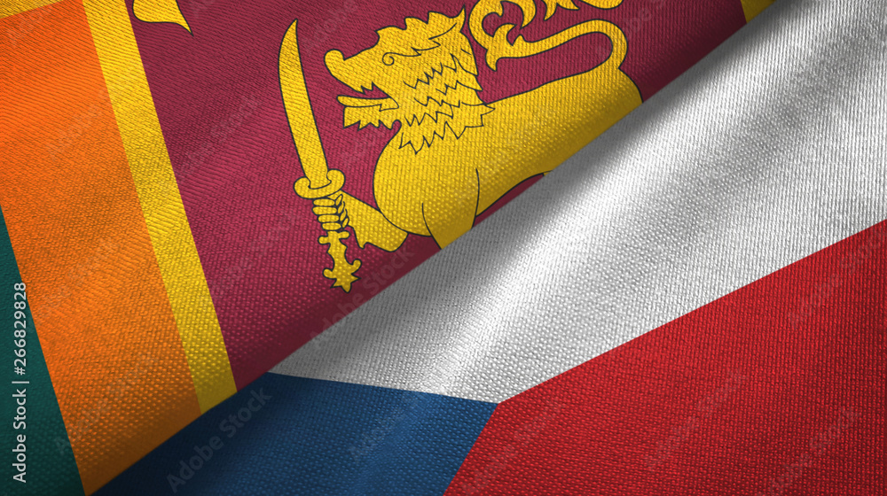 Sri Lanka and Czech Republic two flags textile cloth, fabric texture Sri Lanka and Czech Republic two flags textile cloth, fabric texture