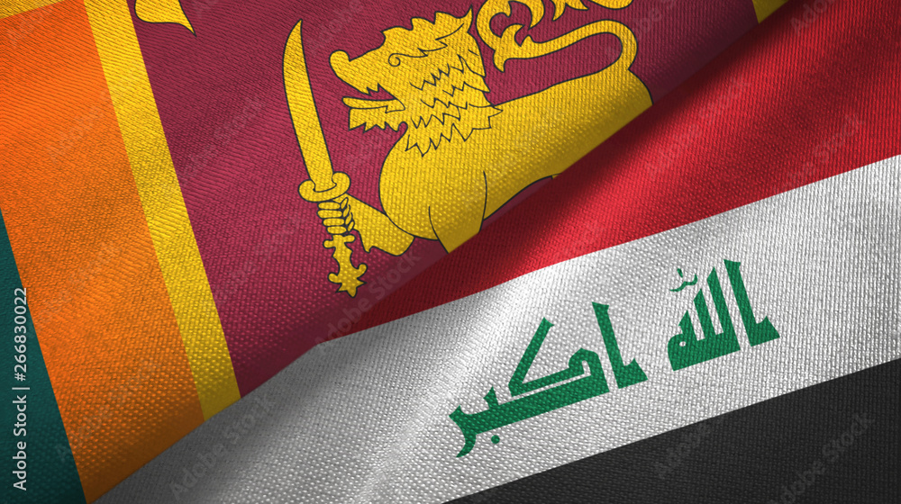 Sri Lanka and Iraq two flags textile cloth Sri Lanka and Iraq two flags textile cloth