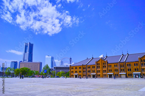 横浜みなとみらい２１地区の赤レンガ倉庫の景観