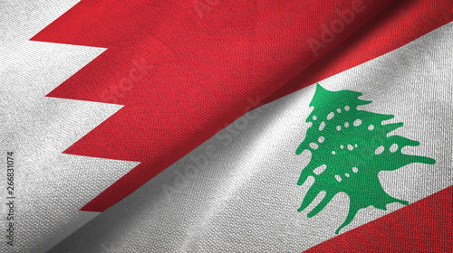 Bahrain and Lebanon two flags textile cloth, fabric texture