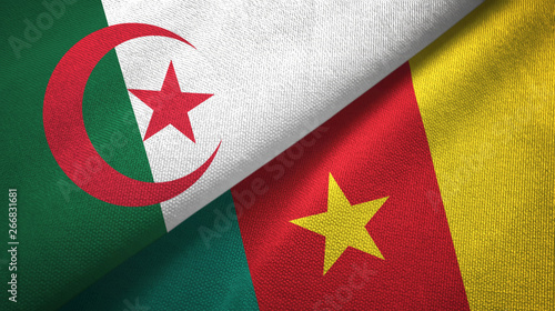 Algeria and Cameroon two flags textile cloth, fabric texture 