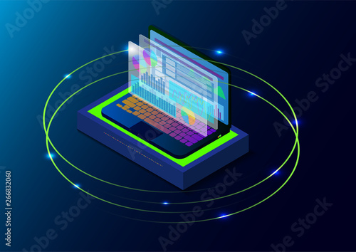 Wallpaper Mural isometric laptop of data science Torontodigital.ca