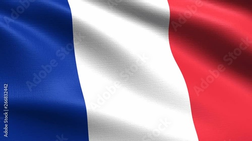 Realistic flag of France, Seamless looping with highly detailed fabric texture, 4k resolution photo