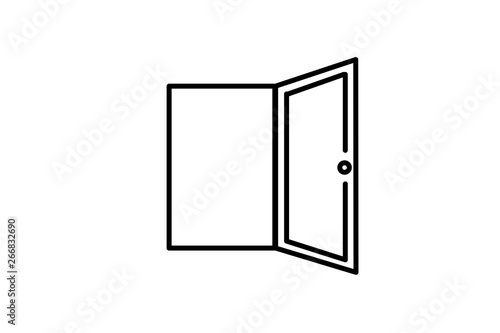 Vector. Icon illustration isolated. Opened door. Element of the interior. Symbol of freedom.