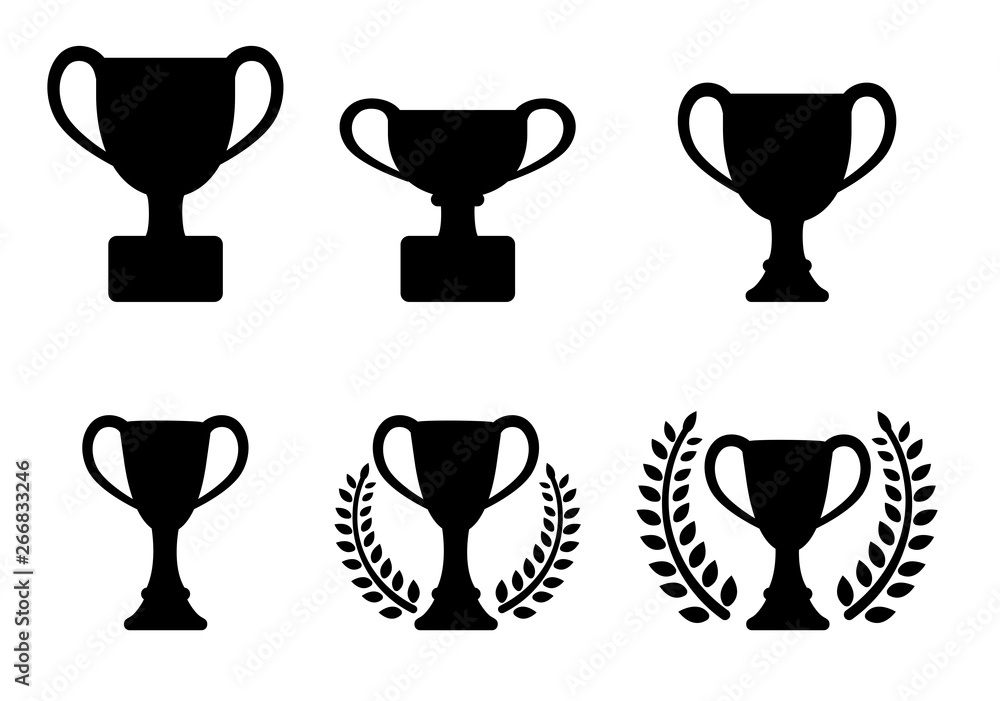 Trophy cup silhouette icon set. Trophy cup silhouette icon set.