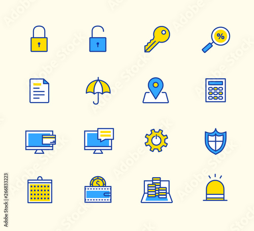 line icons, Neon color, Symbols for mobile and web graphics