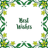 Vector illustration writing best wishes for shape yellow flower frame