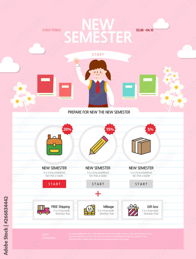 spring, event page, Landing page, coupon design spring, event page, Landing page, coupon design