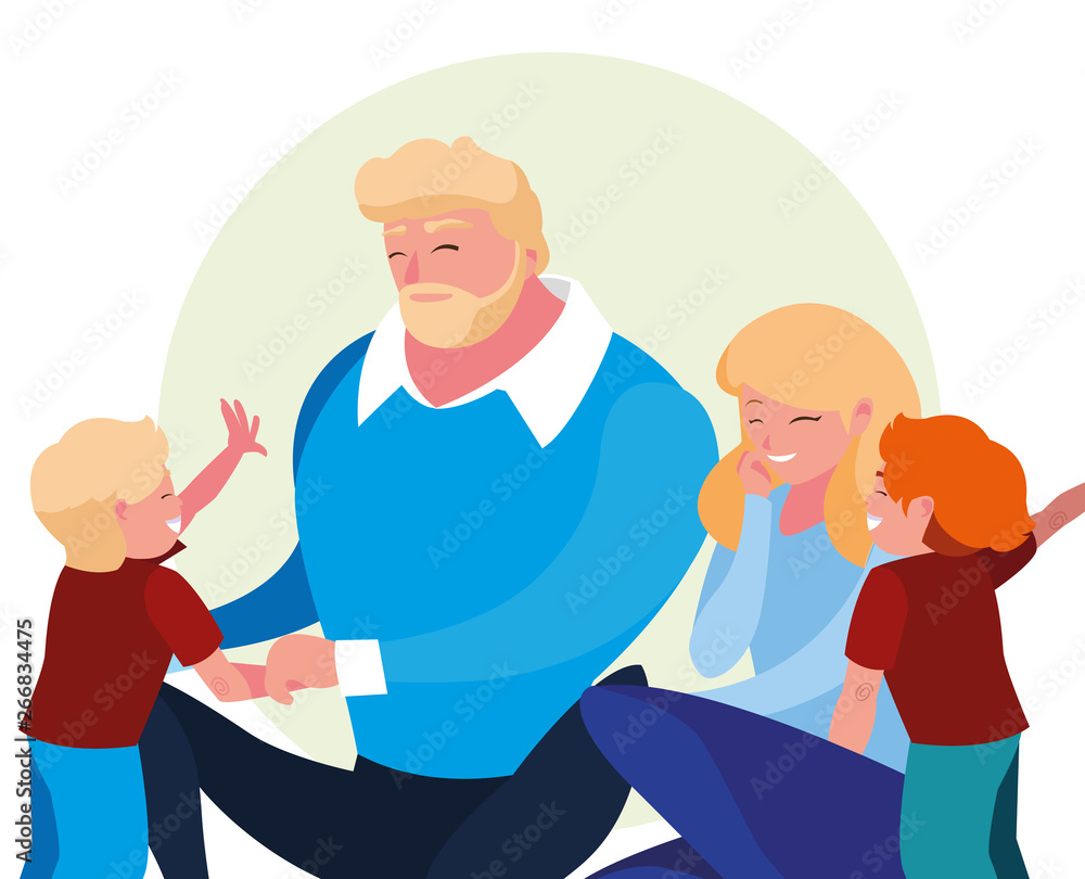 Obraz premium parents with children family avatar character