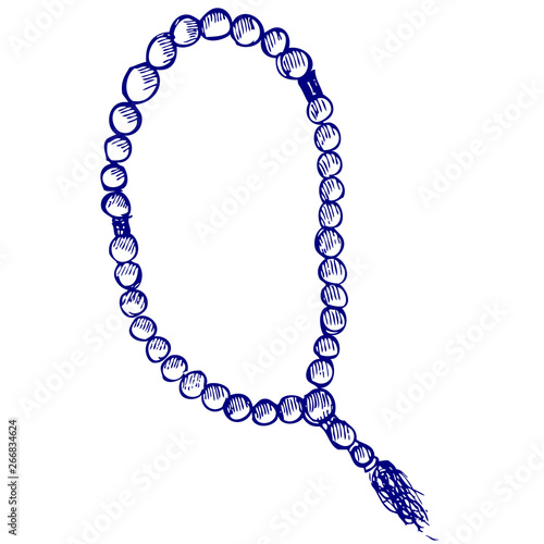 white prayer beads with white background