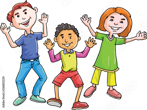 kids are jumping joyful vector cartoons