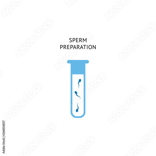 Sperm preparation procedure for fertilization. Laboratory tube icon with human fertility cell for insemination and IVF