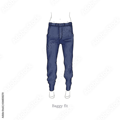 Vector baggy fit style jeans, female denim pants
