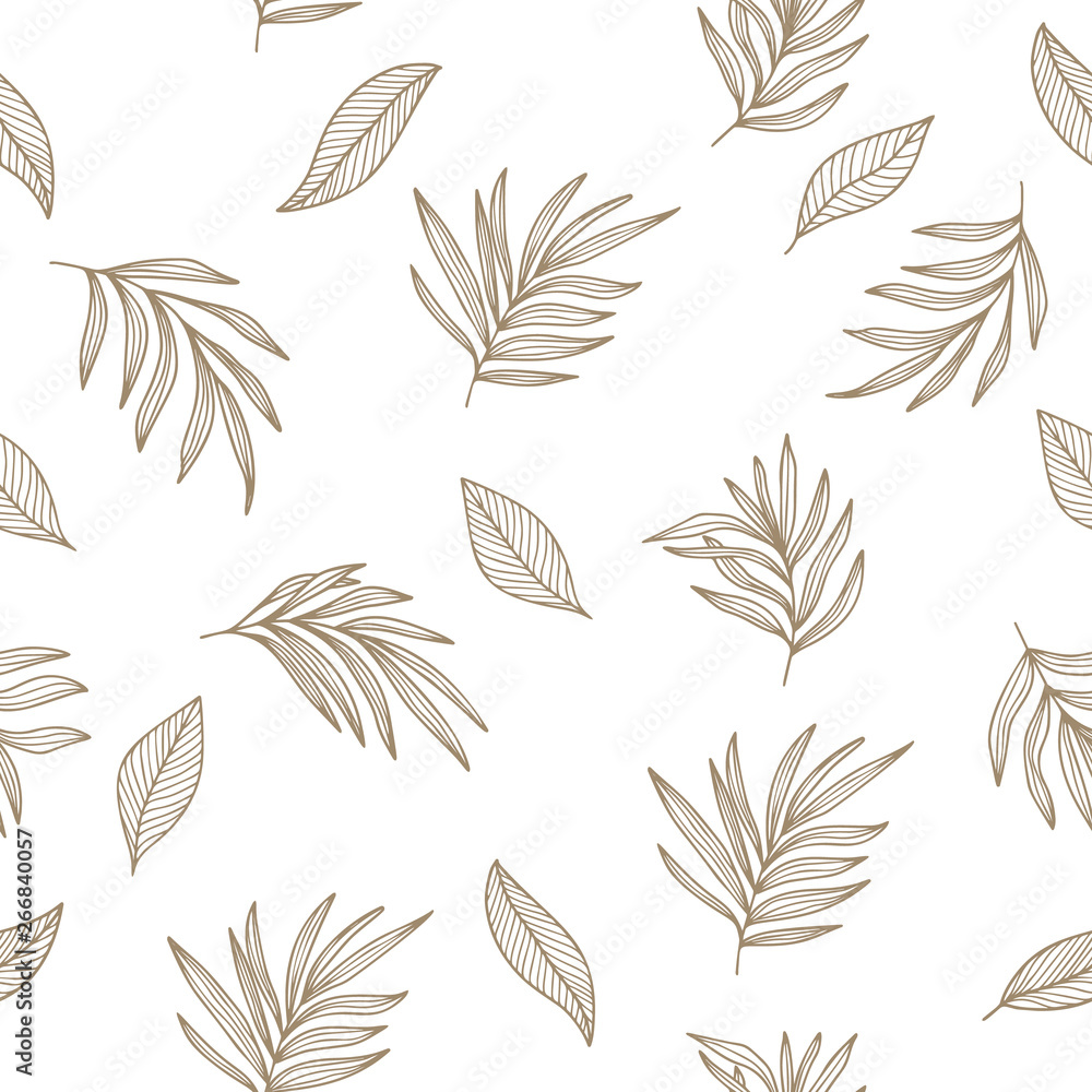 Minimal floral summer leaf seamless pattern - vector