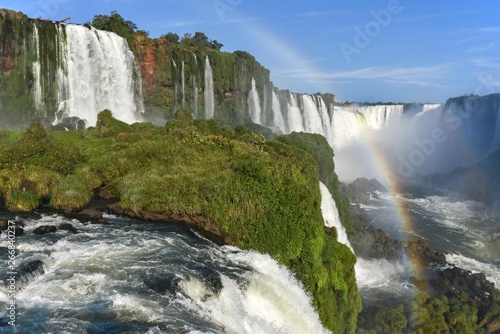 View from Salto Santa Maria to Garganta del diablo with rainbow, devil's throat, Iguazu Falls, Puerto Iguazu, border between Brazil and Argentina photo