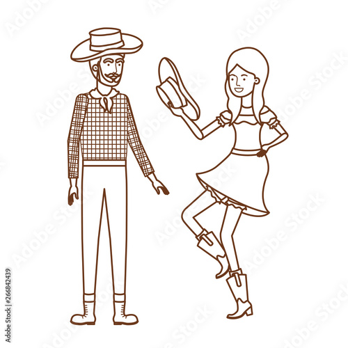 farmers couple dancing with straw hat