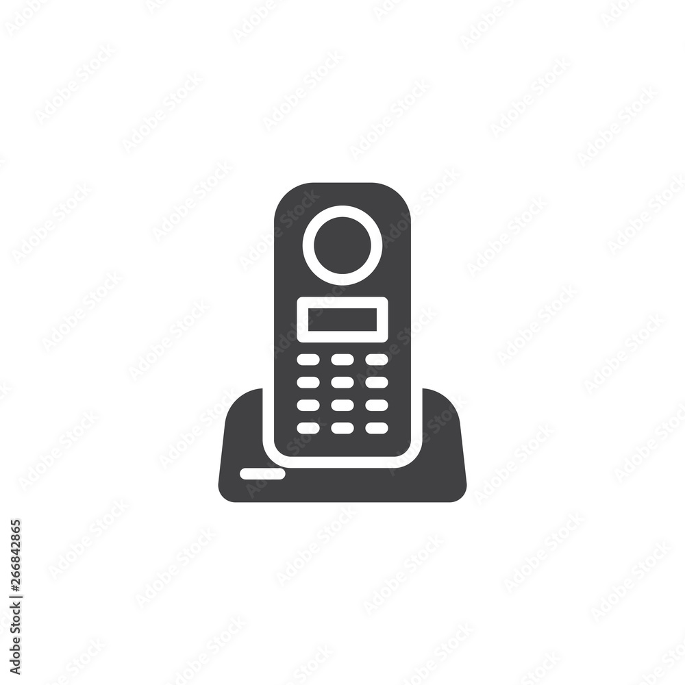 Wireless home telephone vector icon. filled flat sign for mobile concept and web design. Cordless Phone glyph icon. Symbol, logo illustration. Pixel perfect vector graphics Wireless home telephone vector icon. filled flat sign for mobile concept and web design. Cordless Phone glyph icon. Symbol, logo illustration. Pixel perfect vector graphics