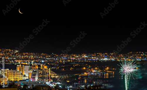 Festive fireworks in Eilat - number one tourist resort in Israel