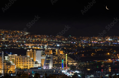 Night view on Eilat - number one tourist resort city in Israel