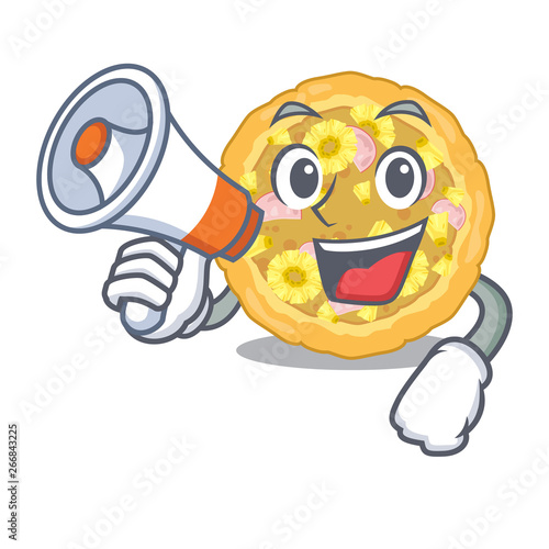 With megaphone hawaiian pizza isolated in the character