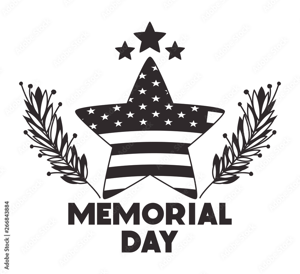 Fototapeta premium star with wreath and usa flag of memorial day emblem