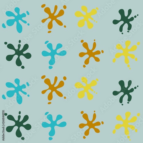 Pattern for seamless background colorful blots with drops blue, brown, yellow, green