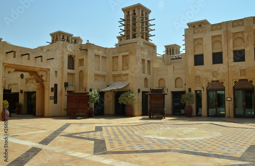 Narrow traditional streets of old Dubai. Al Bastakiya district is also known as Al Fahidi Historical Neighbourhood