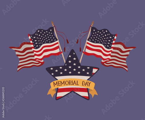 star with usa flags of memorial day emblem
