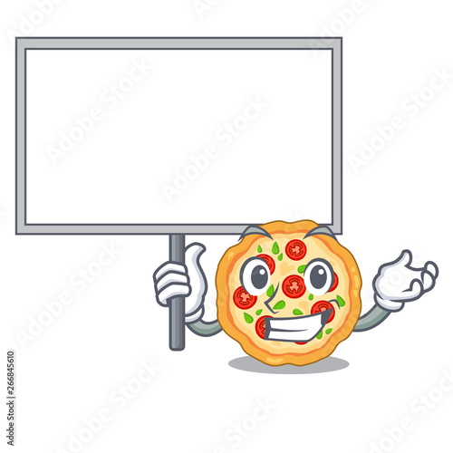 Bring board margherita pizza in a cartoon oven