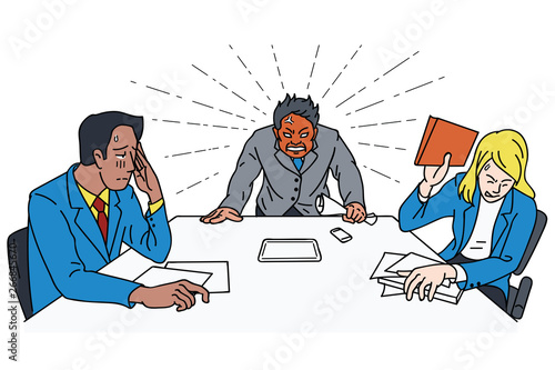 Anger boss at meeting table