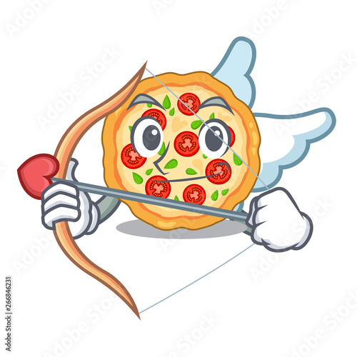 Cupid margherita pizza in a cartoon oven