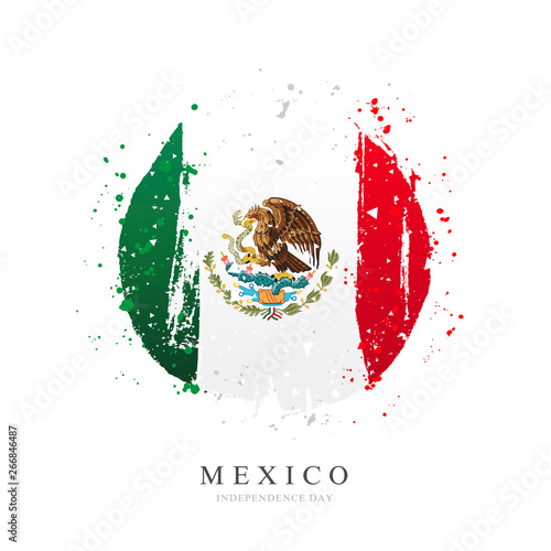 Mexican flag in the form of a large circle. Vector illustration