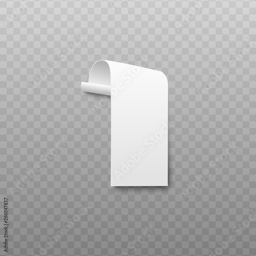 Blank paper bill or receipt vector template isolated on transparent background.