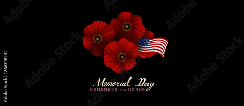 Photo memorial day remember and honor background,united states flag, with respect hono