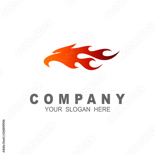 Fire eagle vector logo template, speed, fast, head and sport icon