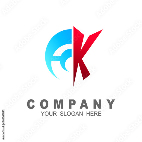 Free Download Letter h and k logo, swoosh design logo template - GFXLoad