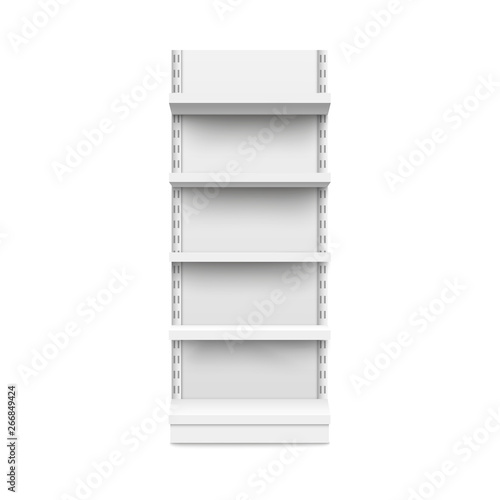 Empty retail stand narrow not wide layout mockup front view vector isolated.