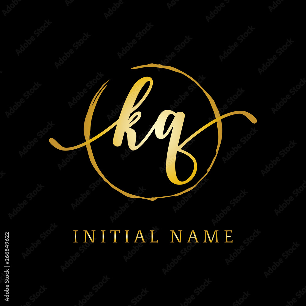 KQ Initial name Gold sign logo KQ Initial name Gold sign logo