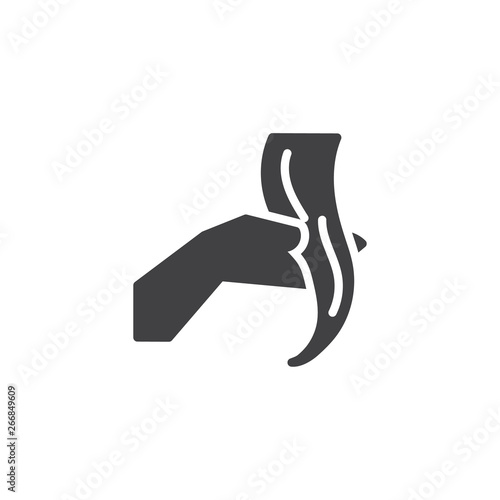 Hair care vector icon. filled flat sign for mobile concept and web design. Hand and hair glyph icon. Symbol, logo illustration. Pixel perfect vector graphics