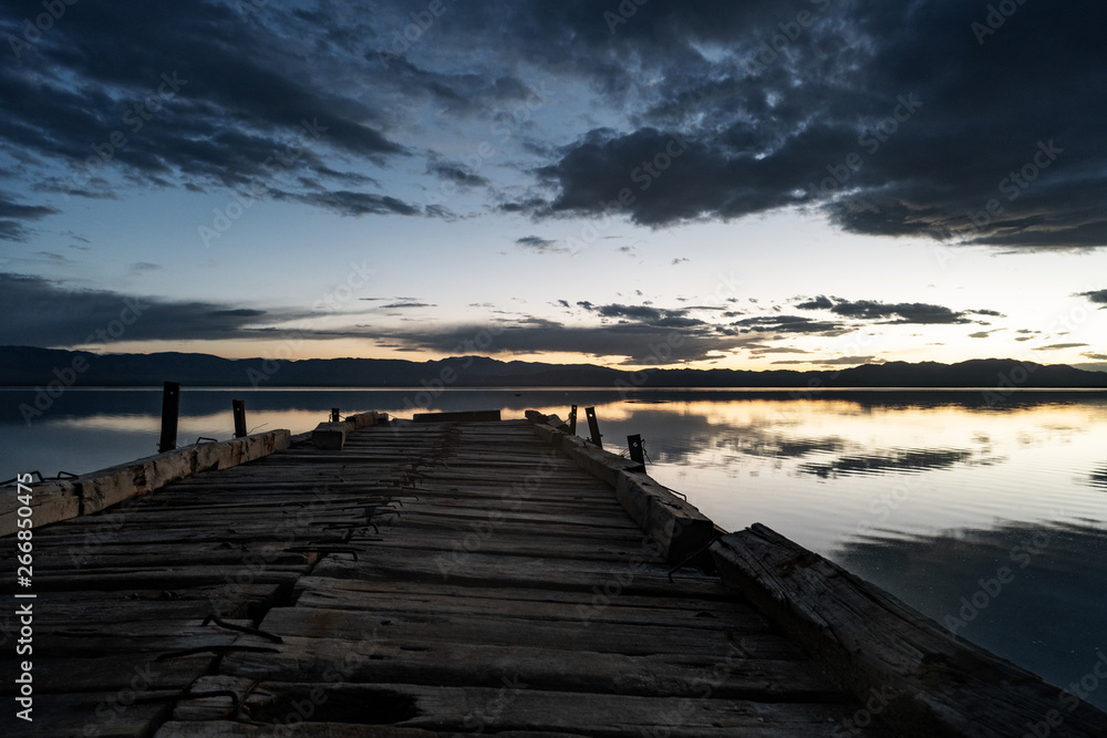 Fototapeta premium Sunrise view of chaka salt lake