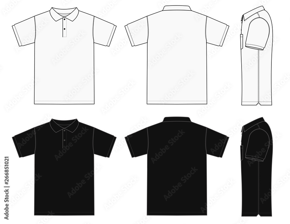 Polo shirt (golf shirt) template illustration ( front/ back/ side ...