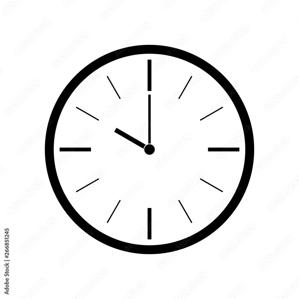 Vector black clock icon. Vector illustration. Vector black clock icon. Vector illustration.